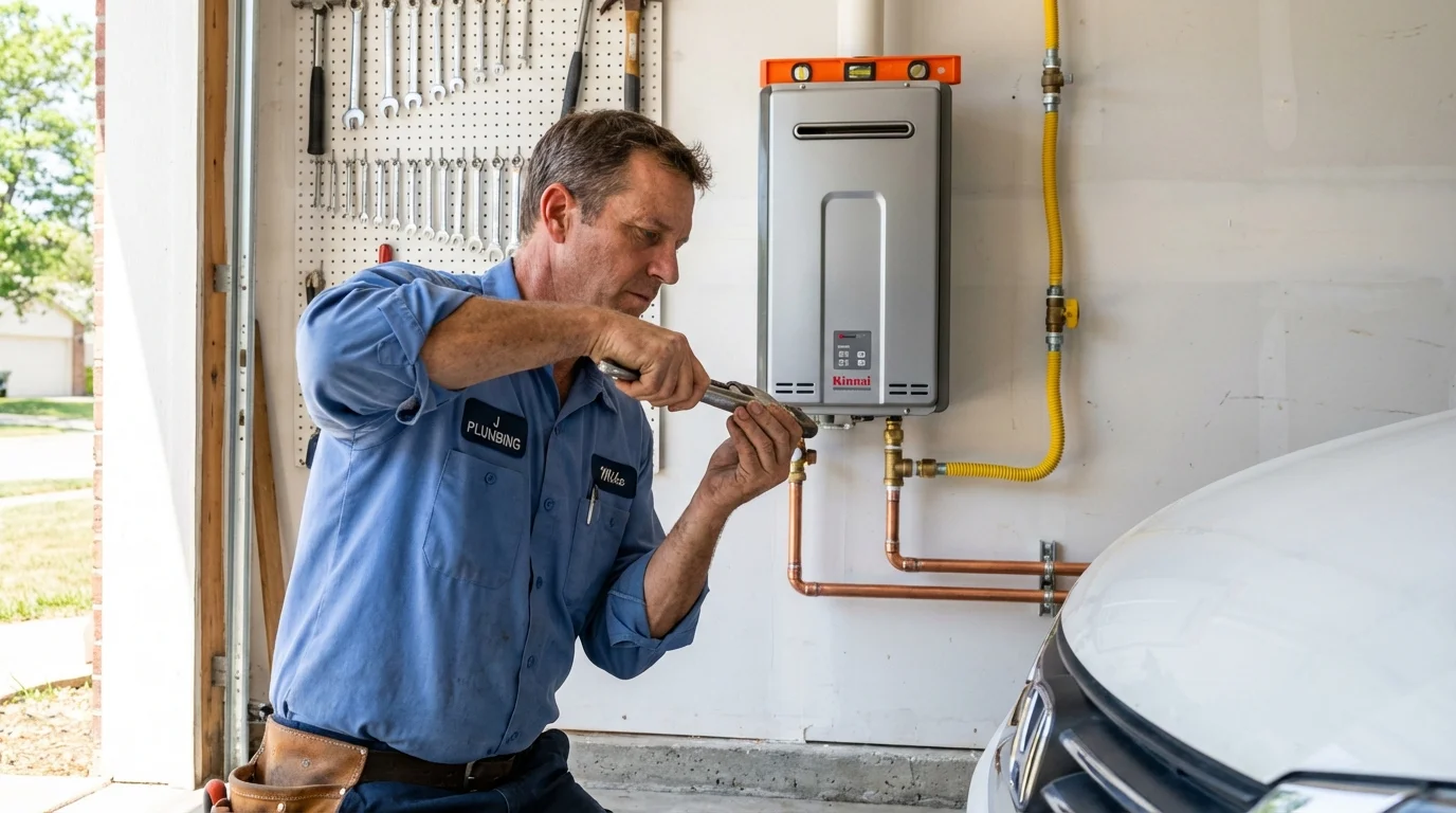 Tankless water heater installation by a Johns Plumbing LLC plumber in Lafayette